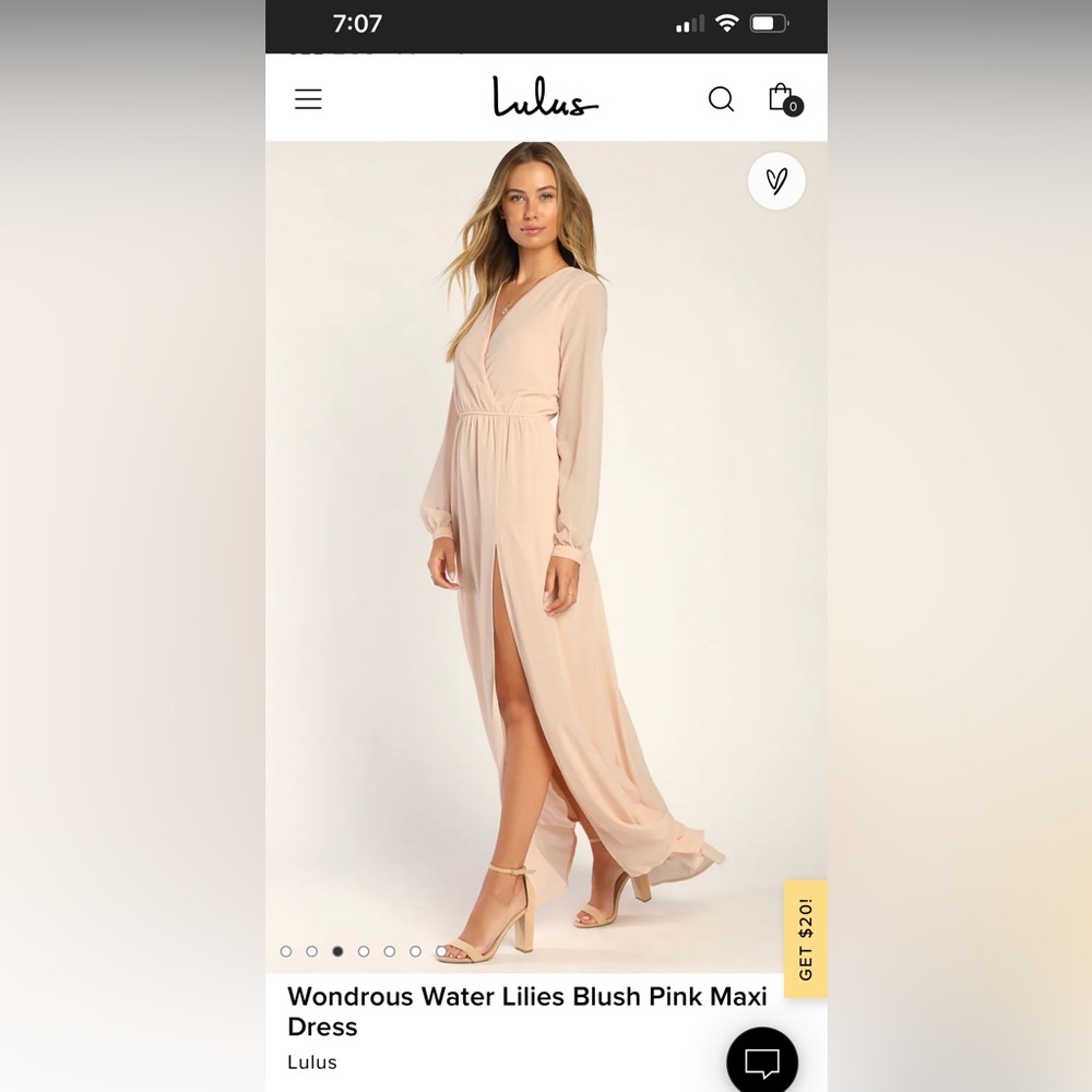 NWT Lulu’s blush pink maxi dress XS